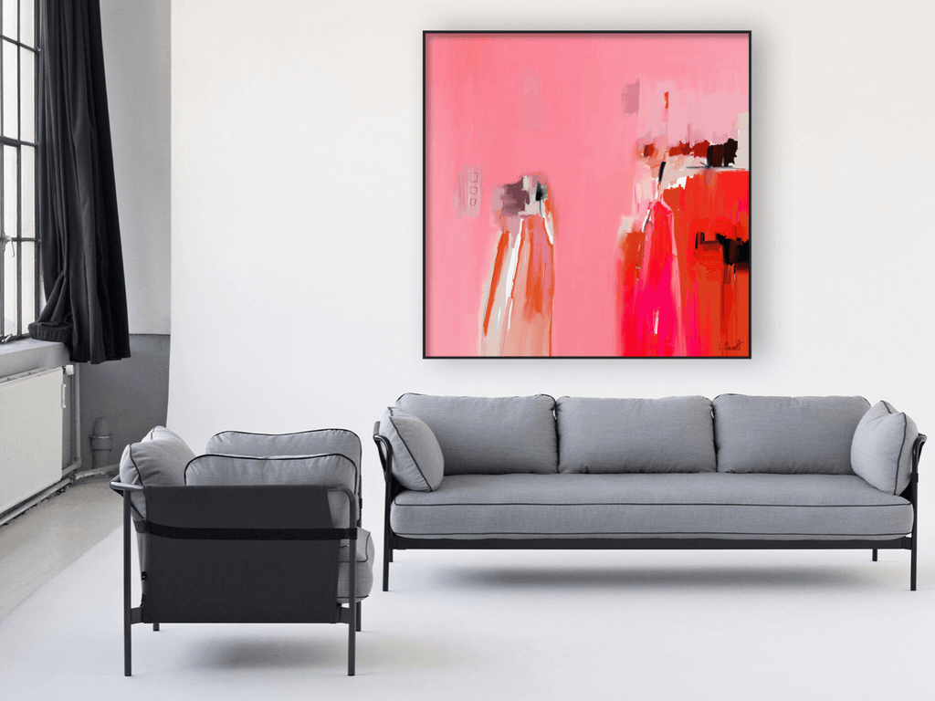 Tableau Rose Rouge Contemporain